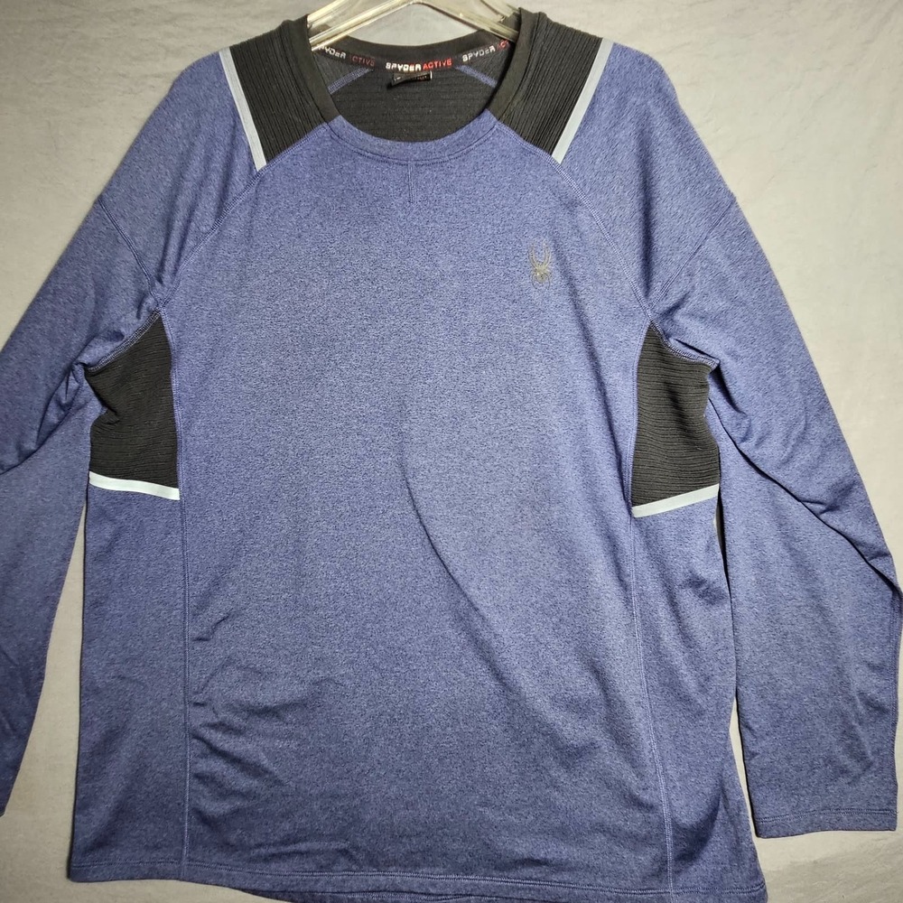 Spyder Active Mens Long Sleeve Shirt XL Blue Heather ProWeb Athletic Base Layer